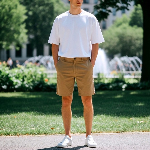 Free Planet Other - Free Planet Mens Size 30 Chino Shorts Cotton Spandex Brown Casual Flat Front